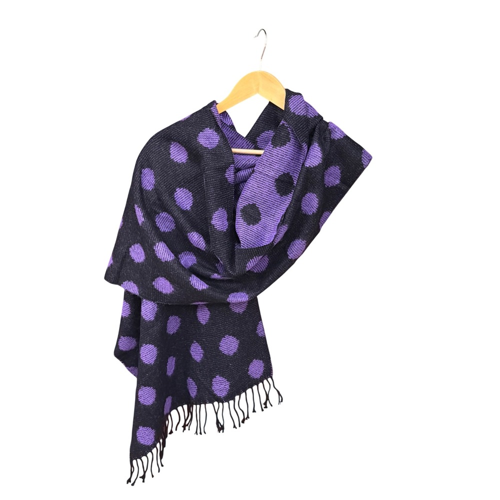 Vintage Cashmino Polka Dot Scarf Whimsigoth Retro Maximalist Streetwear Cozy